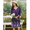 image:imageEkouaer Zipper Robes for Women 34 Sleeves Housecoat Soft Nightgowns Sleepwear Mumu House Dresses with PocketsDeep Purple Floral