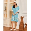 image:imageEkouaer Zipper Robes for Women 34 Sleeves Housecoat Soft Nightgowns Sleepwear Mumu House Dresses with PocketsGreen White Floral