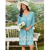 image:imageEkouaer Zipper Robes for Women 34 Sleeves Housecoat Soft Nightgowns Sleepwear Mumu House Dresses with PocketsGreen White Floral