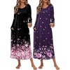 image:imageEkouaer 2 Pack Long Nightgowns for Women Long Sleeve Nightgown with PocketBlack Pink Flowerpurple Flower