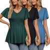 image:imageEkouaer Maternity Shirts 3 Packs Summer Pregnancy Clothes Tops for WorkBlackLake BlueLake Green