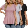 image:imageEkouaer Maternity Shirts 3 Packs Summer Pregnancy Clothes Tops for WorkBlackLight GreyDirty Pink