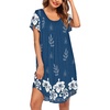 image:imageEkouaer Nightgowns for Women Pleated Moo Moos Short Sleeves House DressesFloral Blue