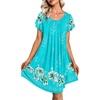 image:imageEkouaer Nightgowns for Women Pleated Moo Moos Short Sleeves House DressesFloral Light Blue