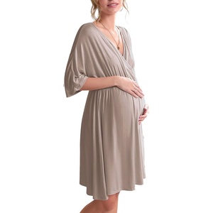 image:imageEkouaer 3 in 1 LaborDeliveryHospital Gown Maternity Nursing NightgownBrown