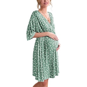 image:imageEkouaer 3 in 1 LaborDeliveryHospital Gown Maternity Nursing NightgownGreen Dandelion