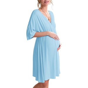 image:imageEkouaer 3 in 1 LaborDeliveryHospital Gown Maternity Nursing NightgownLight Blue