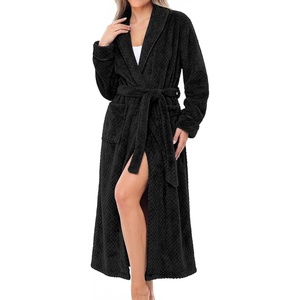 image:imageEkouaer Long Robes for Women Super Soft Plush Warm Bathrobe with PocketsBlack
