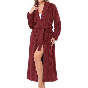 image:imageEkouaer Long Robes for Women Super Soft Plush Warm Bathrobe with PocketsBurgundy