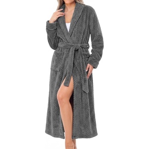 image:imageEkouaer Long Robes for Women Super Soft Plush Warm Bathrobe with PocketsDark Gray
