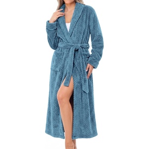 image:imageEkouaer Long Robes for Women Super Soft Plush Warm Bathrobe with PocketsTeal Blue