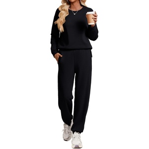 image:imageEkouaer 2 Piece Lounge Sets for Women Matching Jogger Pants Fall OutfitsBlack