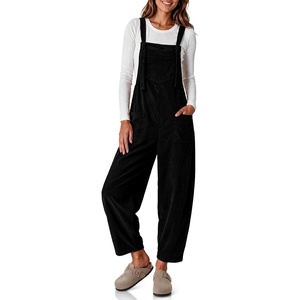 image:imageEkouaer Corduroy Overalls for Women Loose Fit Casual Fall JumpsuitsBlack