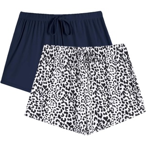 image:imageEkouaer 2 Pack Women Pajama Shorts Comfy Lounge Bottom with Pockets Stretch Strip Sleepwear Drawstring Pj Bottoms