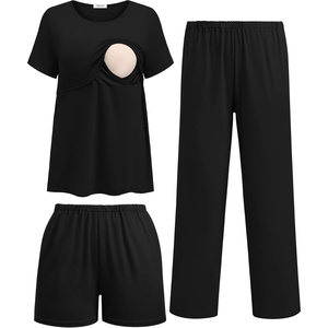 image:imageEkouaer 3 Pack Postpartum Nursing Pajamas Breastfeeding Maternity ClothesBlack