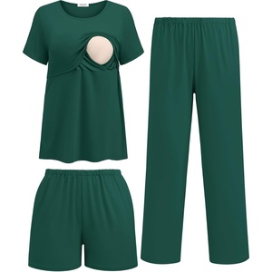 image:imageEkouaer 3 Pack Postpartum Nursing Pajamas Breastfeeding Maternity ClothesLake Green