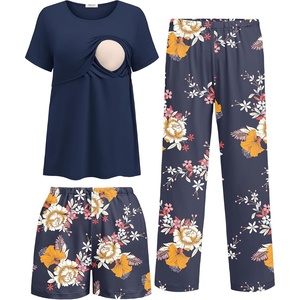 image:imageEkouaer 3 Pack Postpartum Nursing Pajamas Breastfeeding Maternity ClothesNavy Blue Floral