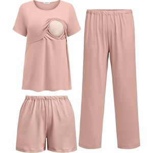 image:imageEkouaer 3 Pack Postpartum Nursing Pajamas Breastfeeding Maternity ClothesPink