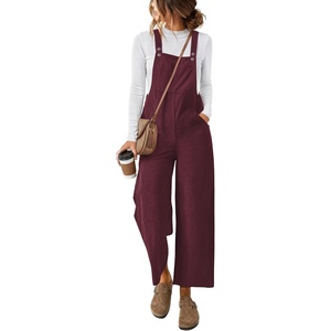 image:imageEkouaer Corduroy Overalls for Women Casual Loose Jumpsuits with PocketWine Red