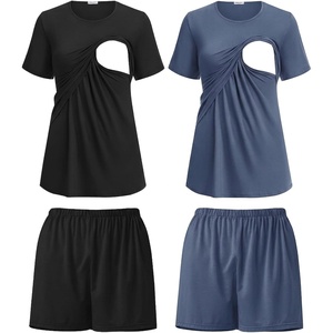 image:imageEkouaer 2 Pack Nursing Pajamas Set Postpartum Outfits for WomenBlackBlue