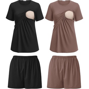 image:imageEkouaer 2 Pack Nursing Pajamas Set Postpartum Outfits for WomenBlackBrown