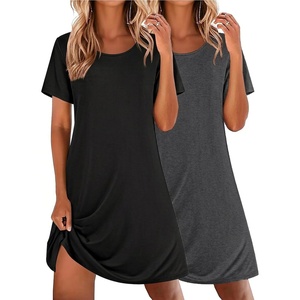 image:imageEkouaer 2 Pack Nightgowns for Women Sleepshirt Short Sleeve Night ShirtsBlackgrey