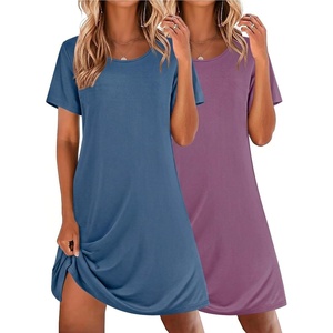 image:imageEkouaer 2 Pack Nightgowns for Women Sleepshirt Short Sleeve Night ShirtsMauveblue