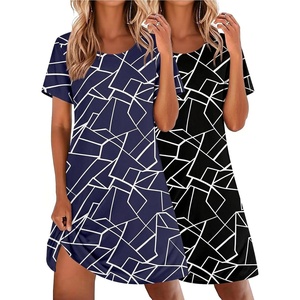 image:imageEkouaer 2 Pack Nightgowns for Women Sleepshirt Short Sleeve Night ShirtsNavy White Stripeblack White Stripe