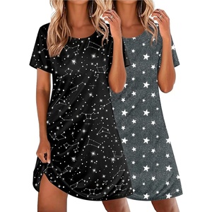 image:imageEkouaer 2 Pack Nightgowns for Women Sleepshirt Short Sleeve Night ShirtsStar Grayconstellation