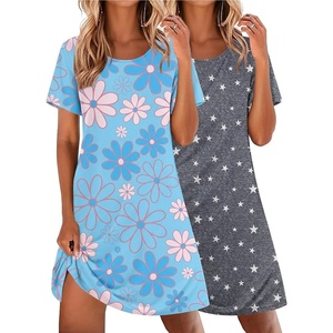 image:imageEkouaer 2 Pack Nightgowns for Women Sleepshirt Short Sleeve Night ShirtsStarflower
