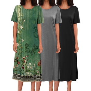 image:imageEkouaer 3 Pack Long Nightgowns for Women House Dress Plus Size NightshirtBlack  Grey  Green Floral