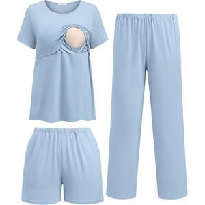 image:imageEkouaer 3 Pack Postpartum Nursing Pajamas Breastfeeding Maternity ClothesLight Blue