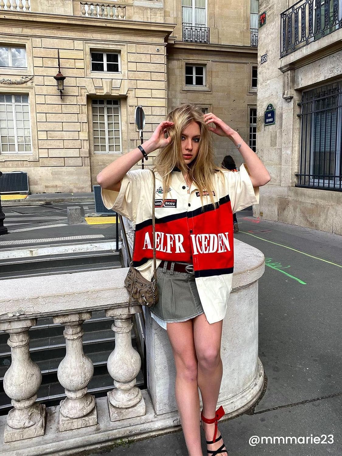 Aelfric Eden Mens Vintage Oversized Shirts Unisex Streetwear Patchwork Casual ShortSleeveA1red