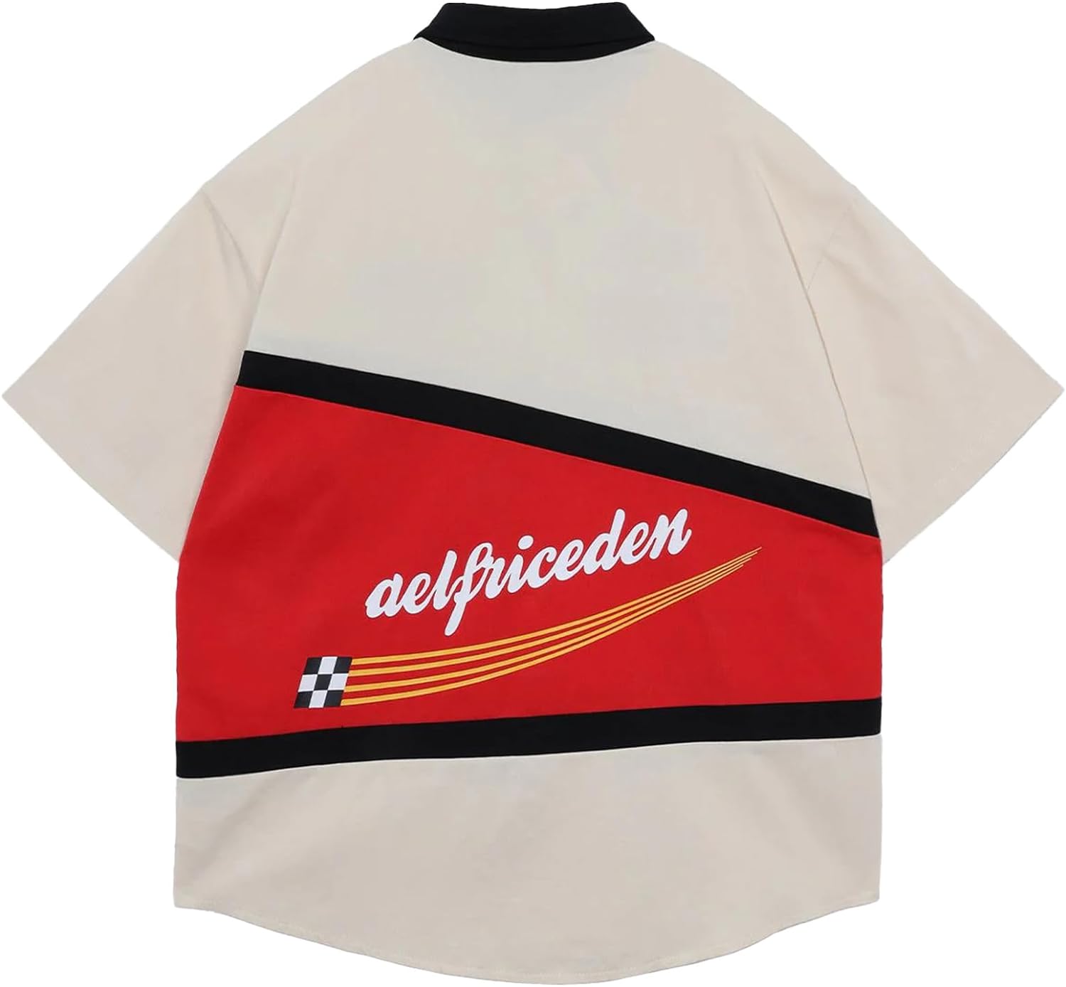 Aelfric Eden Mens Vintage Oversized Shirts Unisex Streetwear Patchwork Casual ShortSleeveA1red