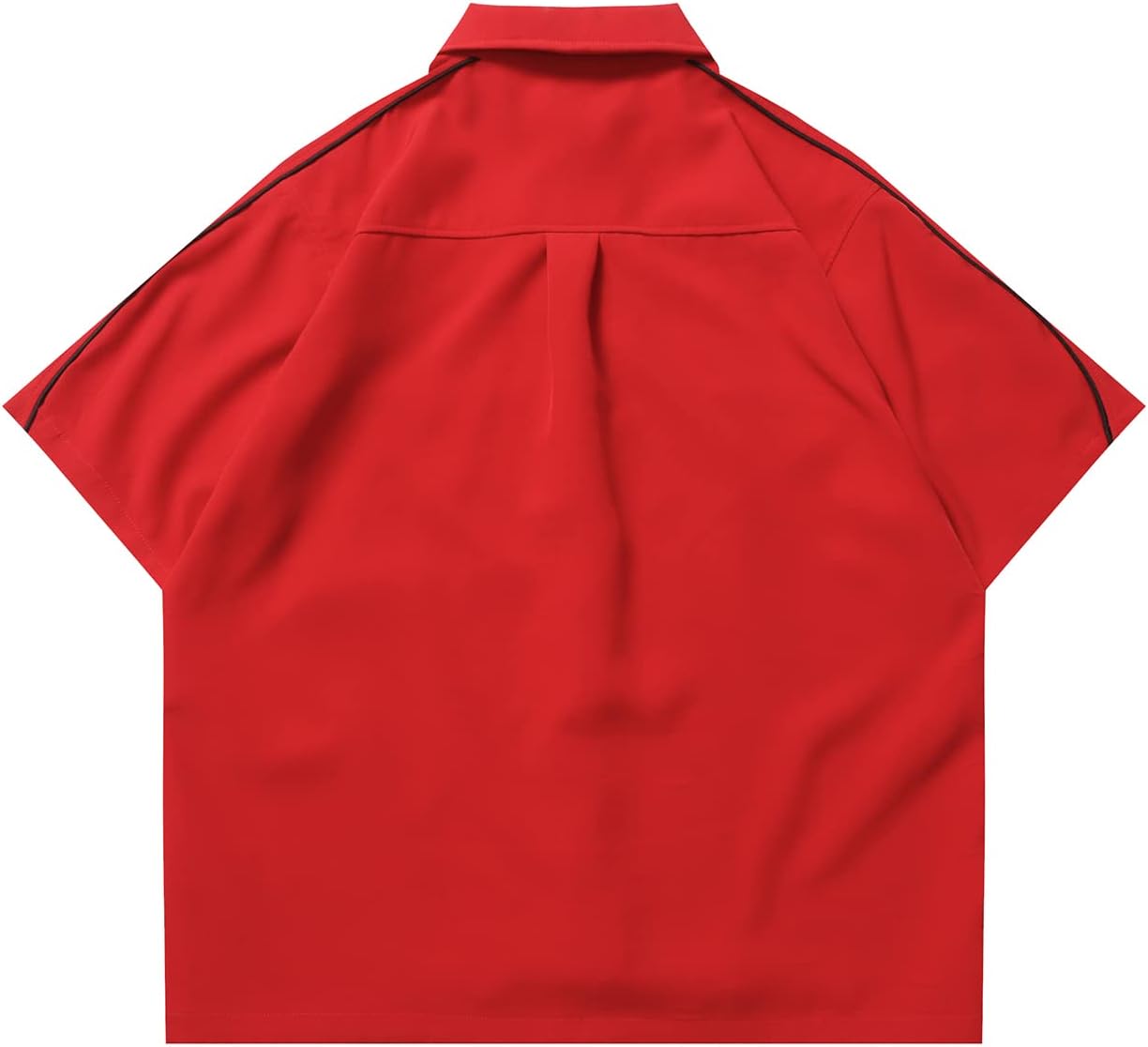 Aelfric Eden Mens Vintage Oversized Shirts Unisex Streetwear Patchwork Casual ShortSleeveA5red