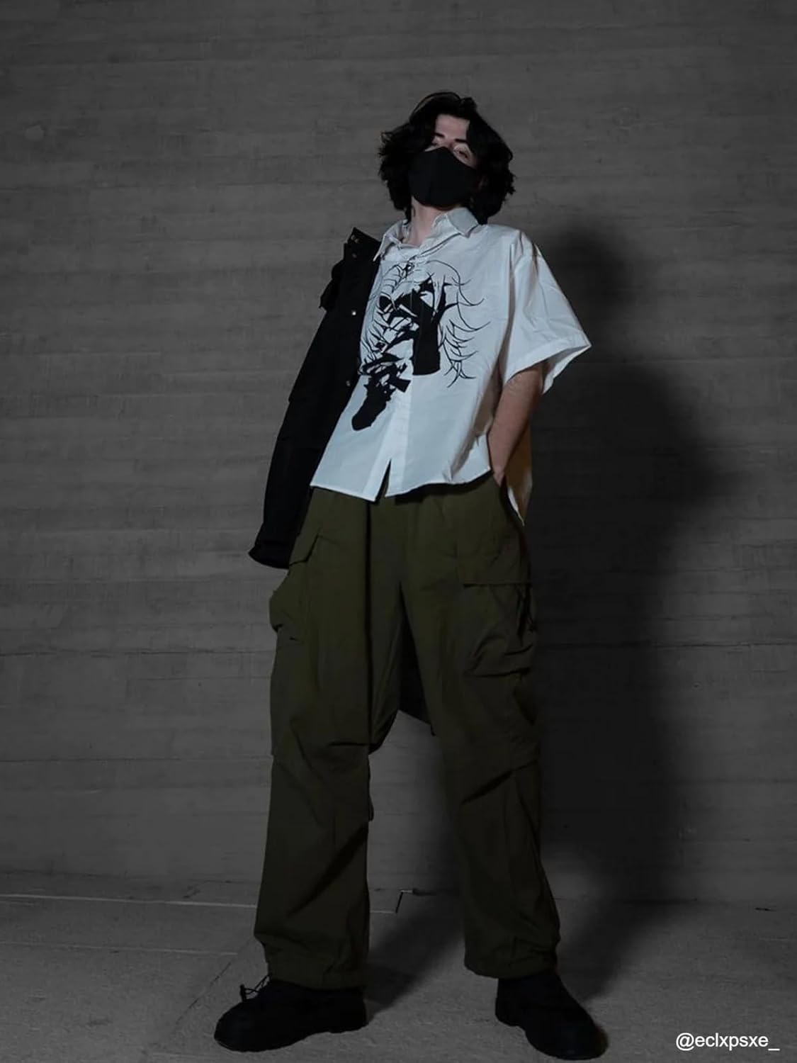 Aelfric Eden Mens Vintage Oversized Shirts Unisex Streetwear Patchwork Casual ShortSleeveC04white