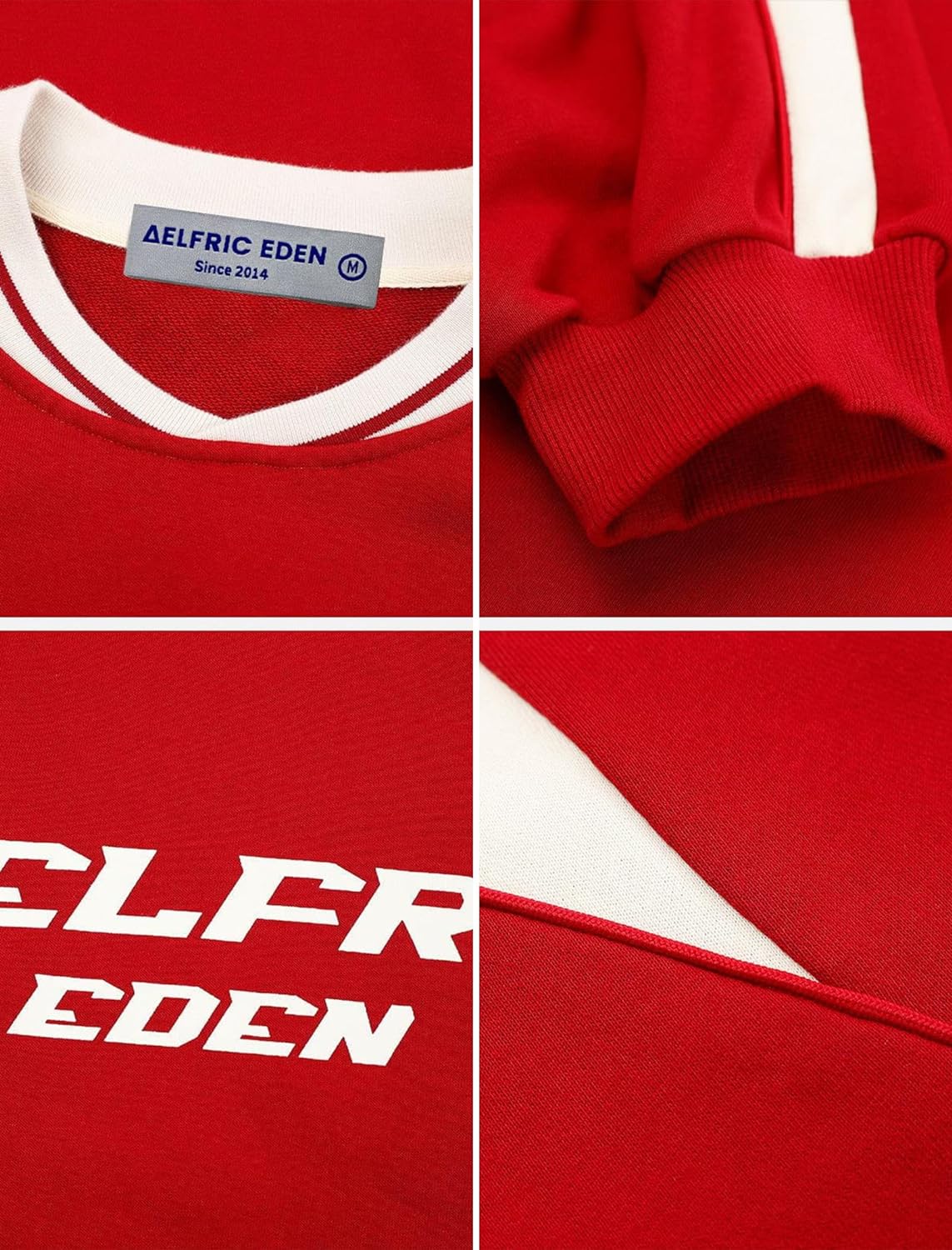 Aelfric Eden Oversized Crewneck Sweatshirts for Men Vintage Graphic Pullover Loose Fit Streetwear Long Sleeve TopAred