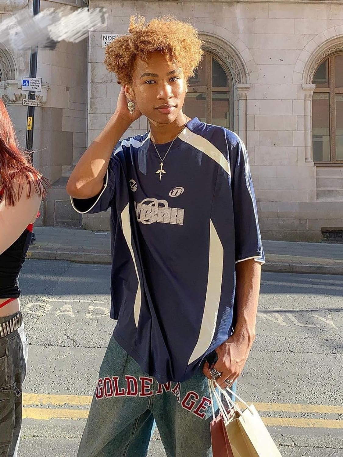 Aelfric Eden Oversized T Shirt Men 90s Shirt Unisex Streetwear Contrast Color Graphic Tees Casual Vintage Summer TopsA01blue