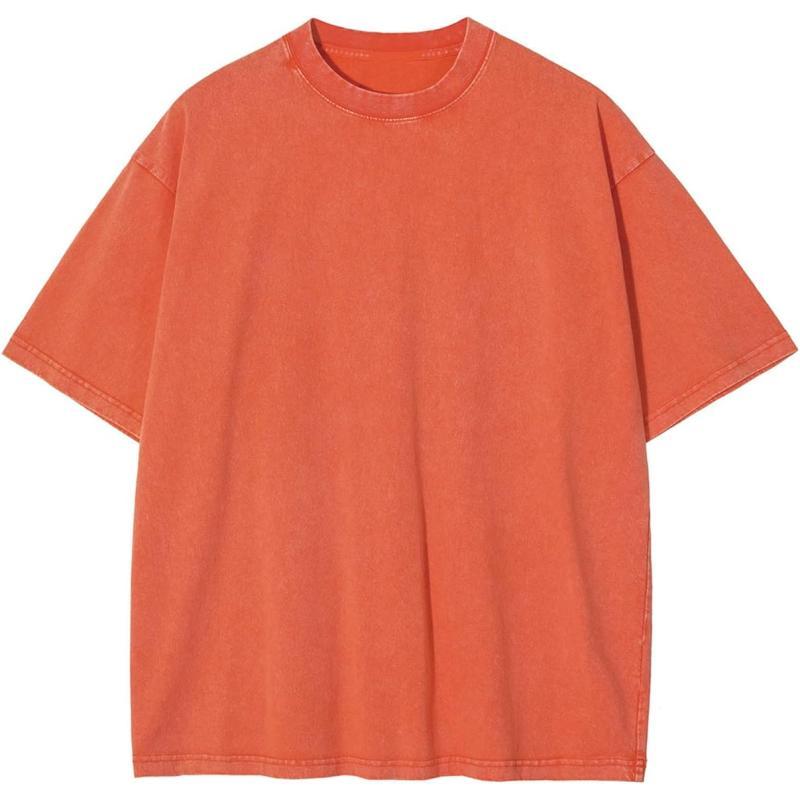 Aelfric Eden Mens Solid Tee 90s Vintage Oversized Shirts Streetwear Short Sleeve Casual Tops20orange