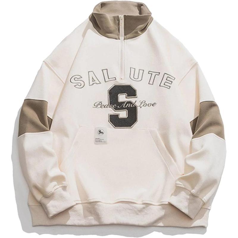 Aelfric Eden Oversized Crewneck Sweatshirts for Men Vintage Graphic Pullover Loose Fit Streetwear Long Sleeve TopE03beige