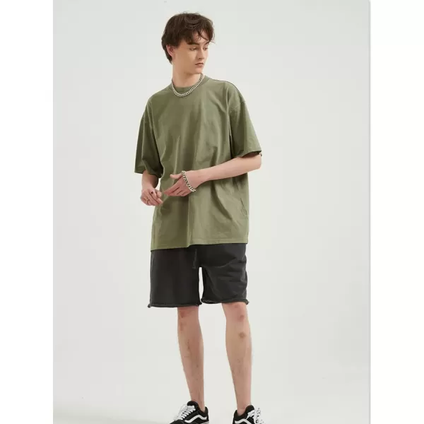 Aelfric Eden Mens Cotton Wash Solid TShirts Oversized Unisex Short Sleeve Streetwear Rap Hip Hop Basic Tee Tops20green