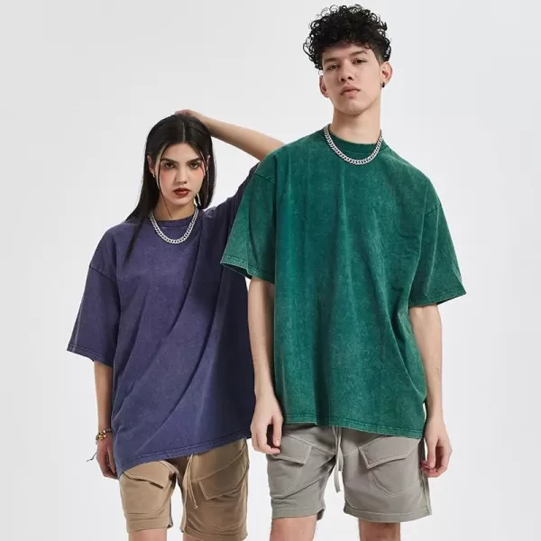 Aelfric Eden Mens Cotton Wash Solid TShirts Oversized Unisex Short Sleeve Streetwear Rap Hip Hop Basic Tee Tops418 Green