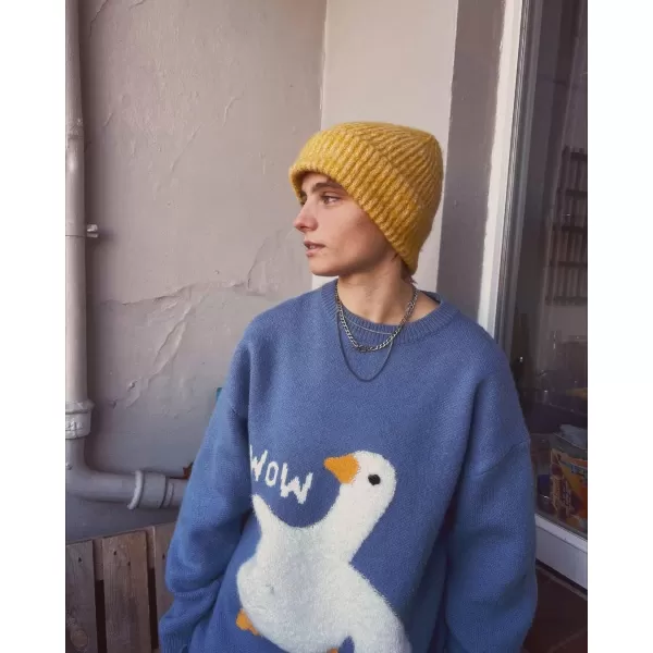 Aelfric Eden Mens Fashion Ducks Cartoon Sweaters Unisex Oversized Jumper Long Sleeve Casual Sweater Retro Couple TopA6blue