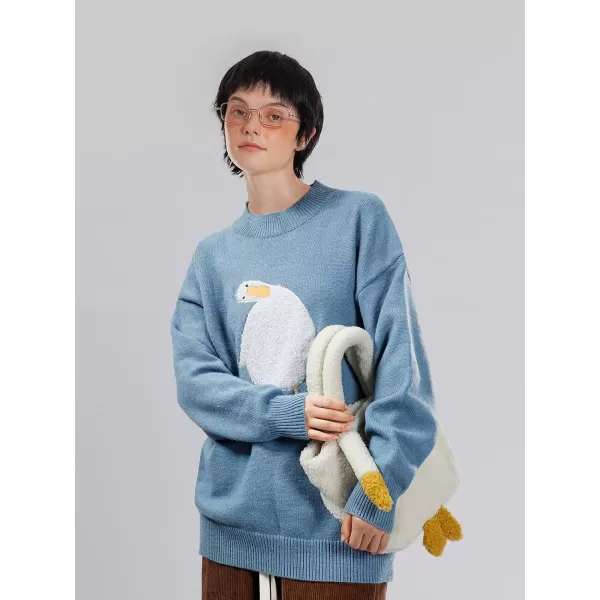 Aelfric Eden Mens Fashion Ducks Cartoon Sweaters Unisex Oversized Jumper Long Sleeve Casual Sweater Retro Couple TopAa1blue