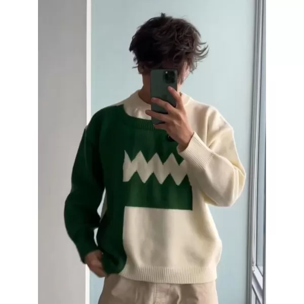 Aelfric Eden Mens Fashion Ducks Cartoon Sweaters Unisex Oversized Jumper Long Sleeve Casual Sweater Retro Couple TopC47apricot