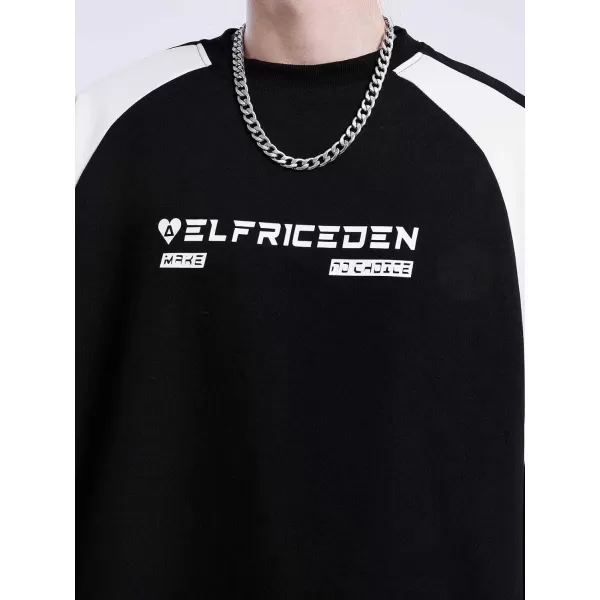 Aelfric Eden Mens Fashion Graphic Sweatshirt Patchwork Crew Neck Sweatshirts Oversized Streetwear Casual Top1709black