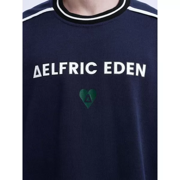 Aelfric Eden Mens Fashion Graphic Sweatshirt Patchwork Crew Neck Sweatshirts Oversized Streetwear Casual TopC02navy