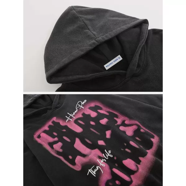 Aelfric Eden Mens Graphic Oversized Hoodie Cartoon Character Print Streetwear Casual hoodies y2k Hooded SweatshirtC06black
