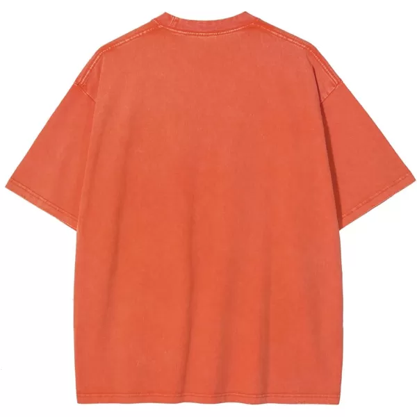 Aelfric Eden Mens Solid Tee 90s Vintage Oversized Shirts Streetwear Short Sleeve Casual Tops20orange