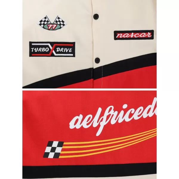 Aelfric Eden Mens Vintage Oversized Shirts Unisex Streetwear Patchwork Casual ShortSleeveA1red